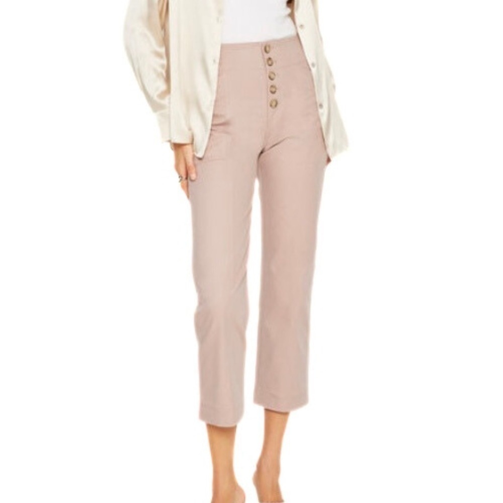 Club Monaco Wood Chip/Brun Button Front Cropped High-Rise Utility Pants Size 6